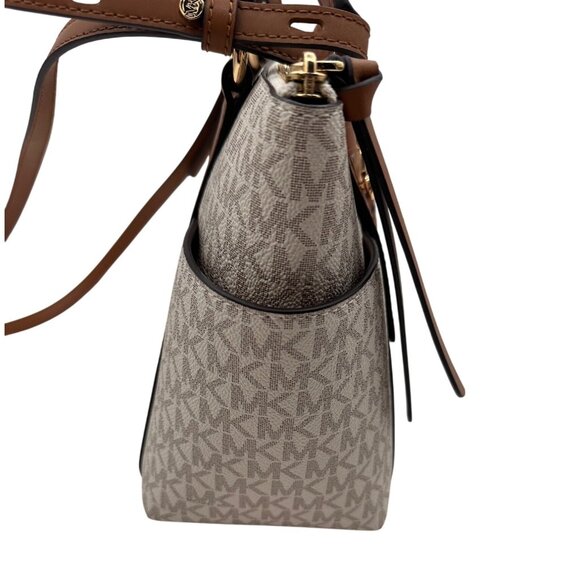 Michael Kors Sullivan Tote Bag  Vanilla Acorn Chic Convertible Style Logo Tassel - Picture 10 of 12